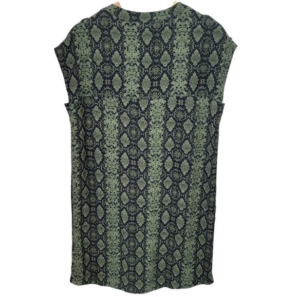 Anthropologie Rachel Tunic Dress Green Snakeskin V-neck Sleeveless Women’s S - Picture 4 of 17